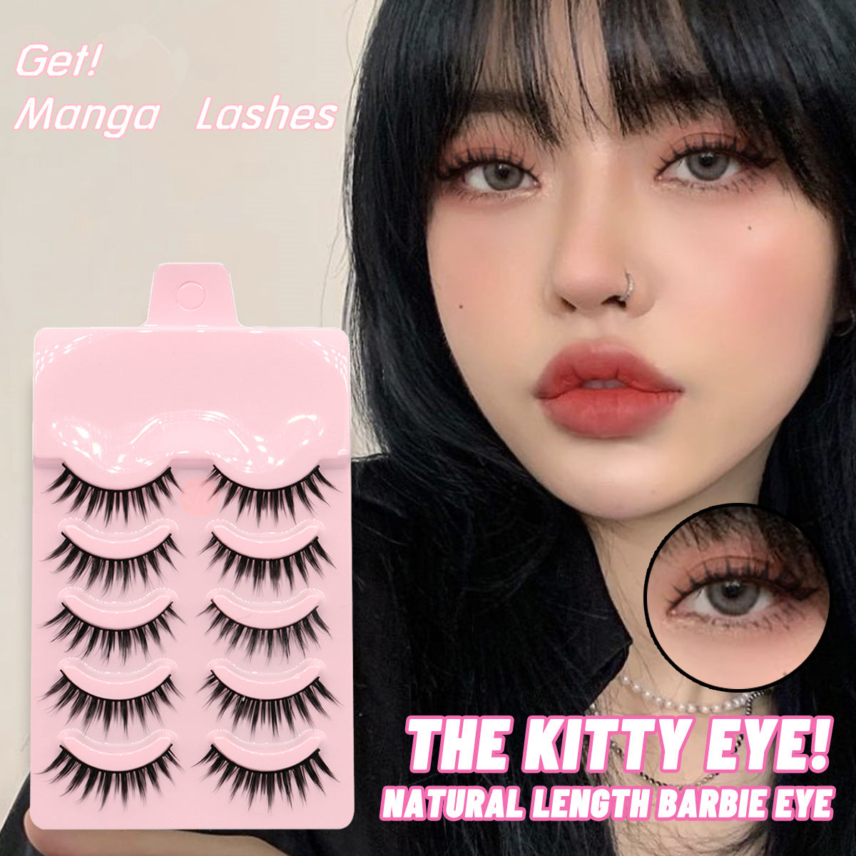 5 Pairs Kitty Lashes Natural Wispy Eyelashes